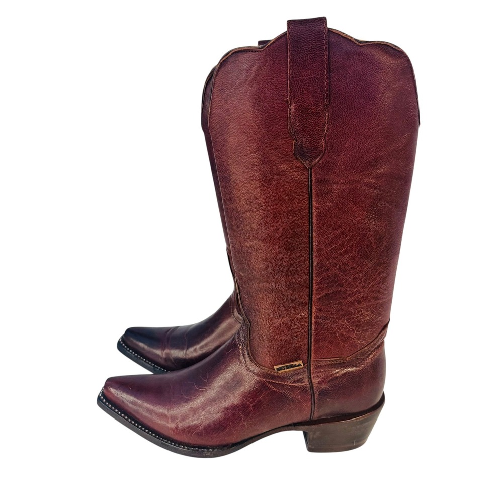 Estella Womens Leather Cowboy Boots Brown Pointed Toe Western Style 6.5 - 7‎